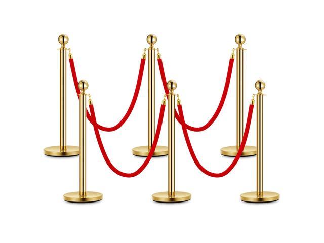 Stanchions and Velvet Ropes, Crowd Control Barriers Queue Pole,Red Carpet Ropes and Poles, Gold