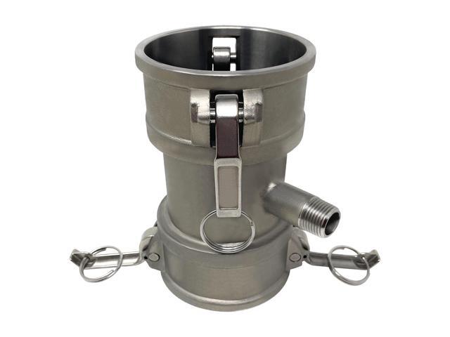 Camlock Fitting, Type DD with 1/2' Pipe Tap, Stainless Steel, 3' Female Camlock Coupler x 3' Female Camlock Coupler, (CAM-3030-DDPT05-SS)