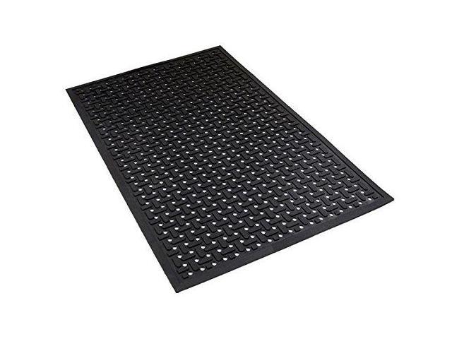 Slip Resistant Black 4' x 6' Rubber Drainage Mat 3/8 inch Thickness