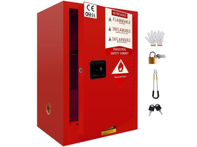 24 Gallons 23' x 18' x 35' Fire Cabinet, Galvanized Steel Yellow Flammable Cabinet Storage with Adjustable Shelf &Locks, Flammable Chemical Fuel...