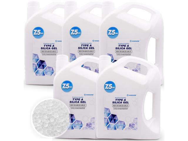 37.5 LBS Reusable Pure White Silica Gel Beads, Rechargeable Dessicant Dehumidifiers Desiccant Moisture Absorber, 5 Pack of 7.5 LBS