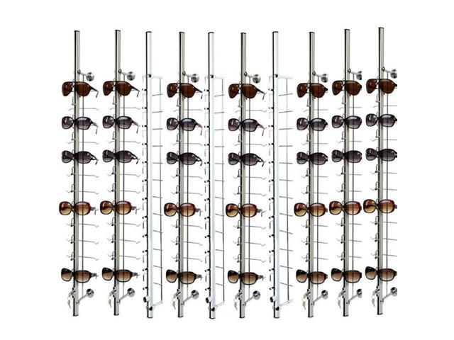 Eyeglasses Display Rods, 10pcs/set Wall Mounted Sunglasses Storage Organizer, 12-Frame Lockable Eyewear Collection Glasses Display Rack Frame.