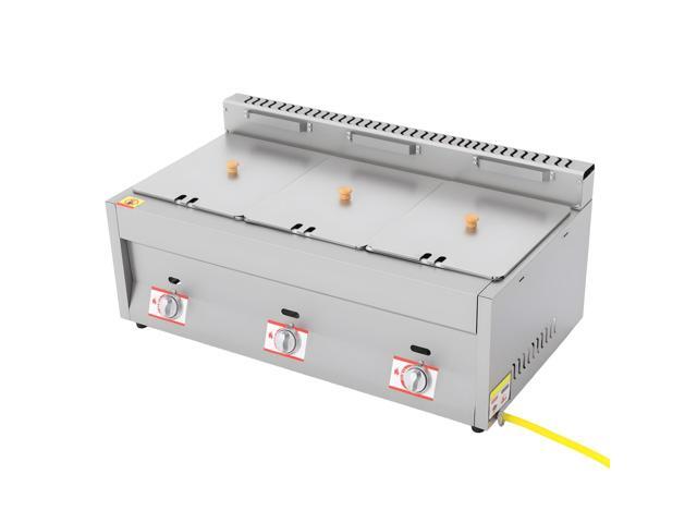 Triple Server Food Warmer 3-Pan 600 fl oz Commercial Gas Bain Marie Buffet Countertop Food Warmer Steam Table Steamer Soup Warmer Adjustable Temp...