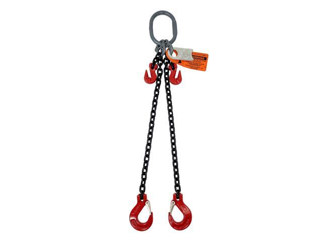 Chain Sling - 9/32' x 6' Double Leg with Sling Hooks and Adjusters - Grade 80
