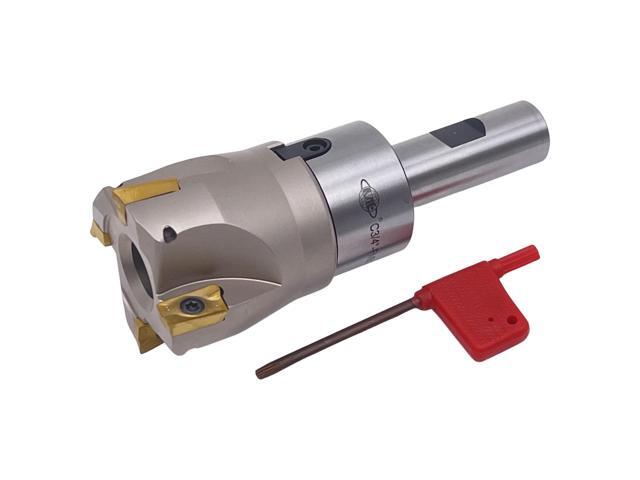 CME 2' 90° Indexable Face Mill w/ 3/4' Weldon Shank Arbor, APKT1604 Inserts Included, 4 Flutes