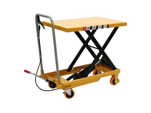 Hydraulic Lift Table Cart, 550lbs 30.5' Lifting Height with 4 Wheels and Non-Slip Pad, for Material Handling and Transportation, Yellow