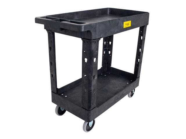550lb Capacity Heavy Duty Plastic Utility Cart 34-1/2' L x 16-3/4' W with Handle 2 Shelves