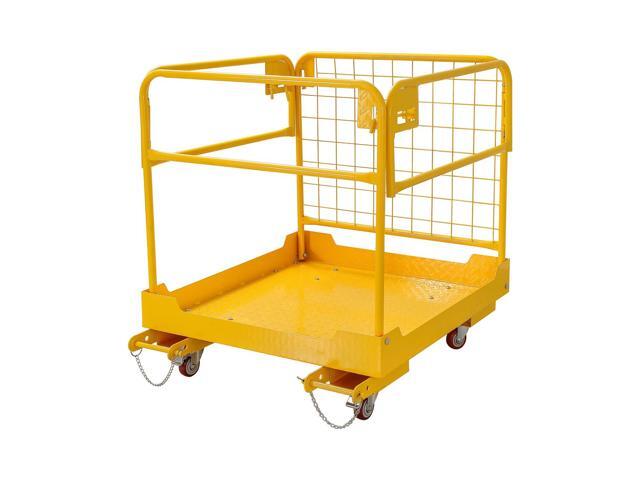 Forklift Safety cage 36''x36'' Heavy Duty Steel Forklift Work Platform 1200lbs Capacity with 4 Universal Wheels Collapsible Lift Basket Aerial.