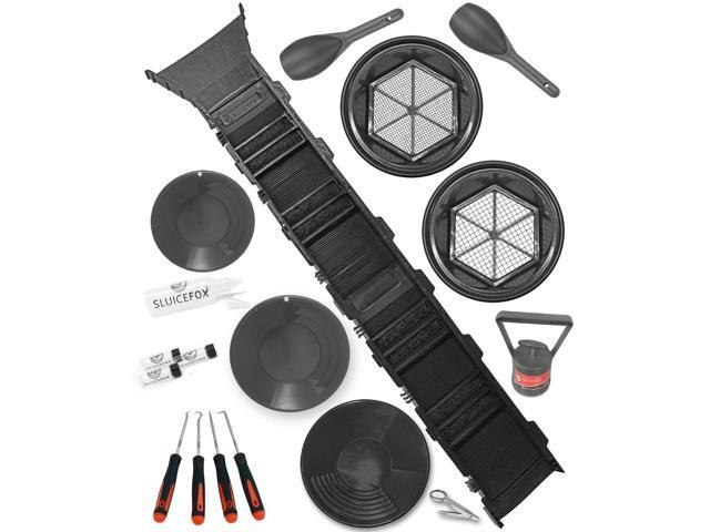 Complete Gold Mining Kit with Sluice Box and Bucket Classifier Portable Sluice Box Breaks Down into 24-Inch Sections for Easy Transport