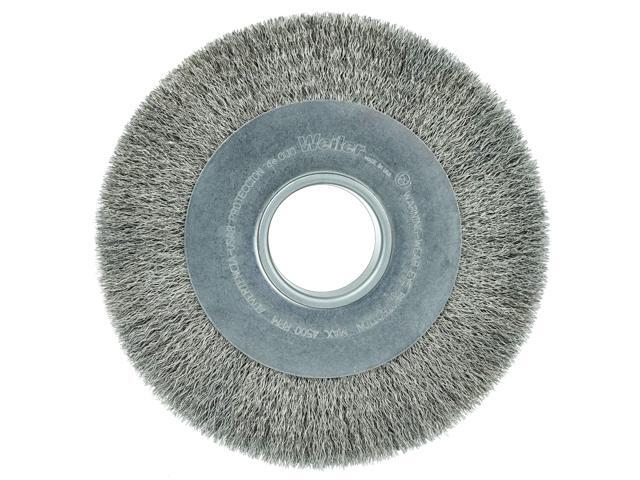 03590 8' Wide Face Crimped Wire Wheel,.0118' Stainless Steel Fill, 2' Arbor Hole, Made in The USA