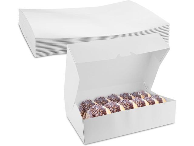 White Donut Boxes 14' x 10' x 3.5' - Auto Pop-Up Bakery Boxes No-Window (Pack of 125) - Made in the USA
