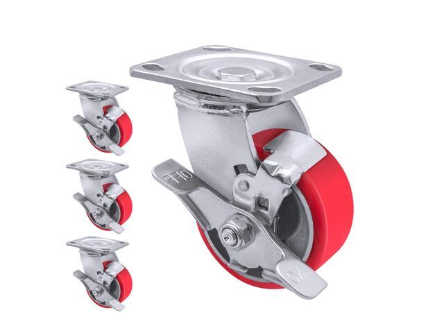 Polyurethane Steel Heavy Duty Swivel Casters - Industrial Casters with Strong Load Capacity 3200LBS, Silent Use of Swivel Outdoor Caster,...