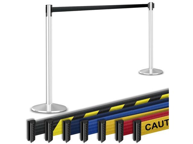 Commercial-Grade Stanchion 2-Pack by RETRACTA-Belt Prime (Model P100PS1) 10 Retractable Belt Barrier - Heavy Base Crowd Control Barrier (Polished.