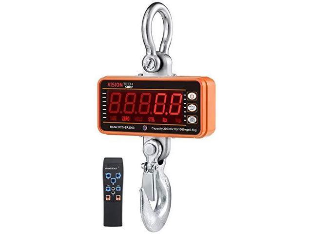 Digital Crane Scale, DCS-ER 2000lb 1000kg Heavy Duty Compact Hanging Scale LED Display for Farm Factory