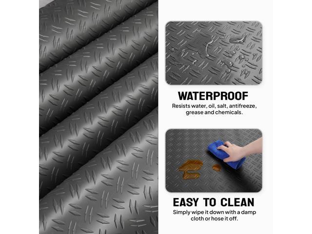 7.5 X 20 FT Garage Floor Mat,Thickened Double Diamond Plate Garage Floor Covering, PVC Garage Flooring Roll for Under Car,Garage, Warehouse, Gyms,...