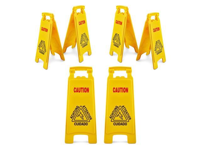 Wet Floor Sign, Slippery When Wet A-Frame Caution Sign, Bright Yellow 6 PACK