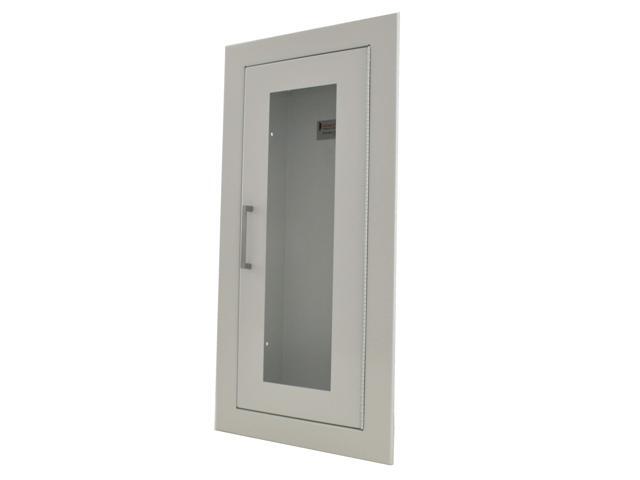 2409-R2 Recessed Fire Extinguisher Cabinet-White Baked Enamel-Full Clear Acrylic Door
