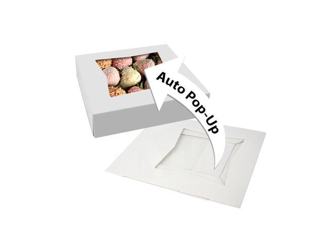 Chocolate Covered Strawberry Boxes 9' x 9' x 2.5' - Auto Pop-Up Bakery Boxes with Window (Pack of 200) - Made in the USA