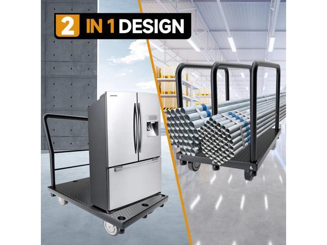 2in1 Panel Cart, Drywall Cart Platform Trucks 2500 lbs Capacity Lumber Cart Flatbed Cart 38' x 24' Heavy Duty Push Cart with 1Front and 3 Side.