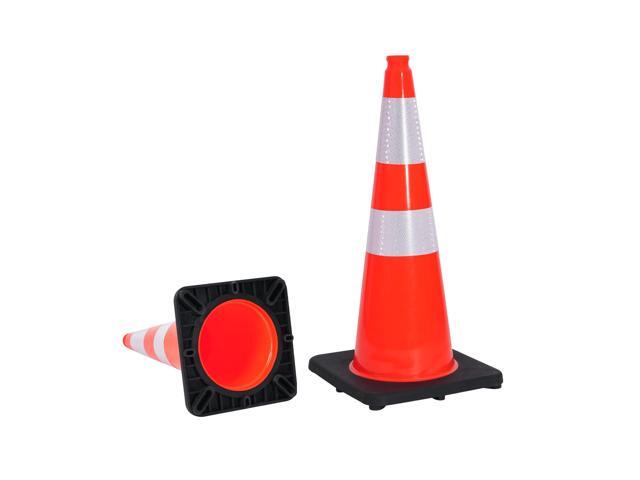 6 Pack 28 Inch Traffic Safety Cones Orange Road Parking Cones Heavy Duty Construction Cone Structurally Stable for Traffic Control at Public Place.