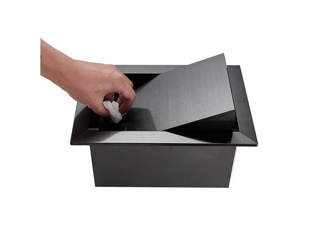 CapriTech Built-in Countertop Trash Bin Lid and Waste Chute Lid - 304 Stainless Steel Balance Flap Cover, Black Trash Grommet Swing Trash Can Lid