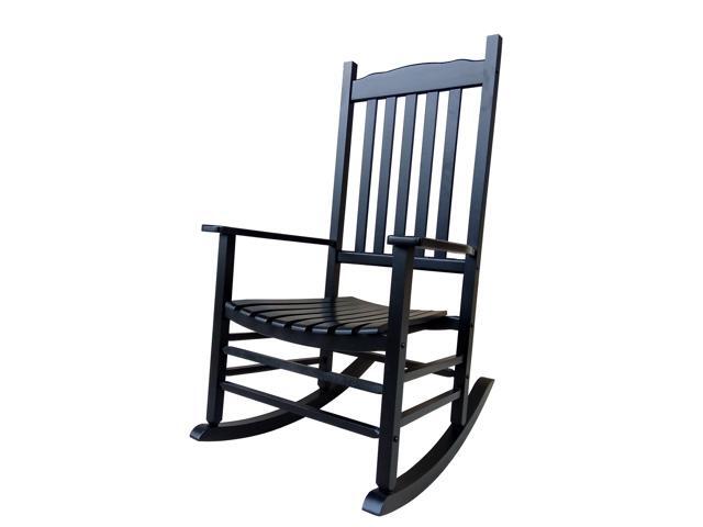 A001BK Black Wood Porch Rocker/Outdoor Rocking Chair - Easy to Assemble - Comfortable Size - Outdoor or Indoor Use