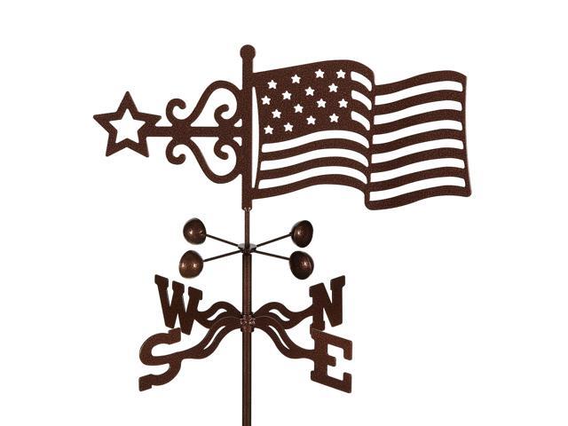 EZ Vane Steel USA Flag Weathervane 21 Height, Includes Metal Deck Mount, Wind Cups & Brackets Hand-Crafted and Family-Owned, Made in The USA with...