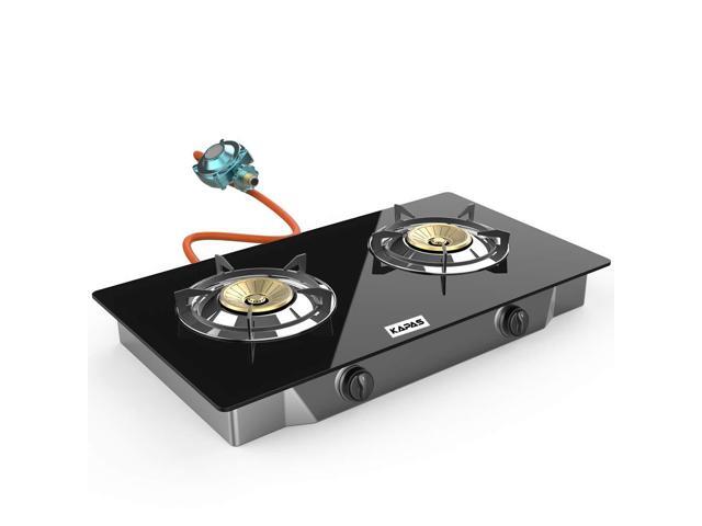 Outdoor & Indoor Portable Propane Stove, Single & Double Burners with Gas Premium Hose for Backyard Kitchen, Camping Grill, Hiking Cooking, Outdoor...