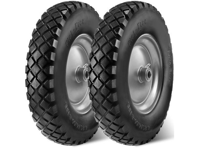 Wheelbarrow Tires 4.80 4.00-8 Flat-Free 4.80/4.00-8 Tire and Wheel w/Grease Fitting, 3' Centered Hub, 3/4' Bearings, 4.80 4.00-8 Tire for Hand...