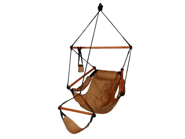 Hanging Hammock Air Chair, Wooden Dowels, Tan