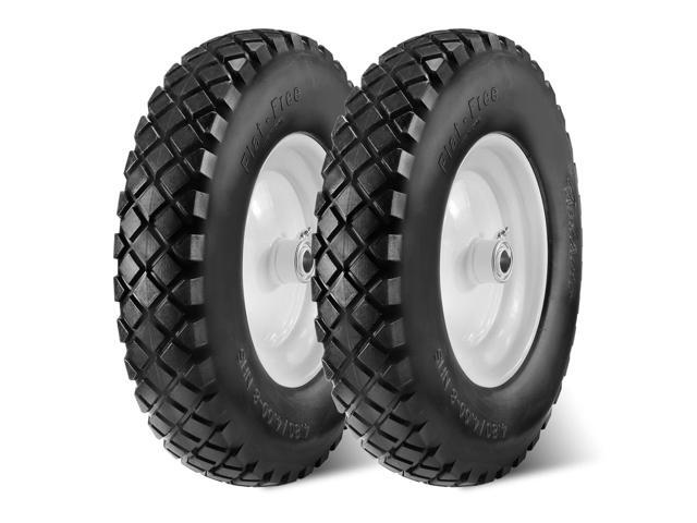 4.80 4.00-8 Flat-Free Wheelbarrow Tire, 4.80/4.00-8 Tire and Wheel w/Grease Fitting, 3' Centered Hub, 3/4' Bearings, 4.80 4.00-8 Tires for Hand.
