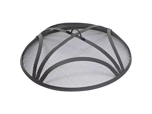 Sunnydaze Outdoor Patio Fire Pit Screen - Reinforced Steel Mesh Round Fire Pit Spark Screen with Handle - 22' Diameter