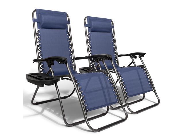 Infinity Zero Gravity Chair, Outdoor Lounge Patio Chairs with Pillow and Utility Tray Adjustable Folding Recliner for Deck,Patio,Beach,Yard Pack 2.