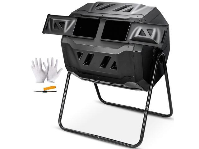 43 Gallon Compost Tumbler Bin Composter Dual Chamber BPA Free Compost Bin Outdoor Rotating Garden Yard Waste Bins