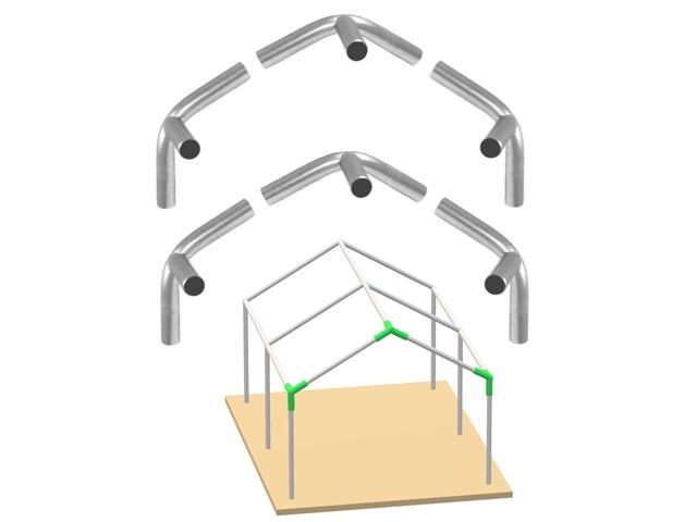 Canopy Fittings 1-3/8' High Peak Carport Connectors Set for Shelter Deck Shed Frame 6, 9, 12, 15 Legs, 6/Pack (3-Way Galvanized)