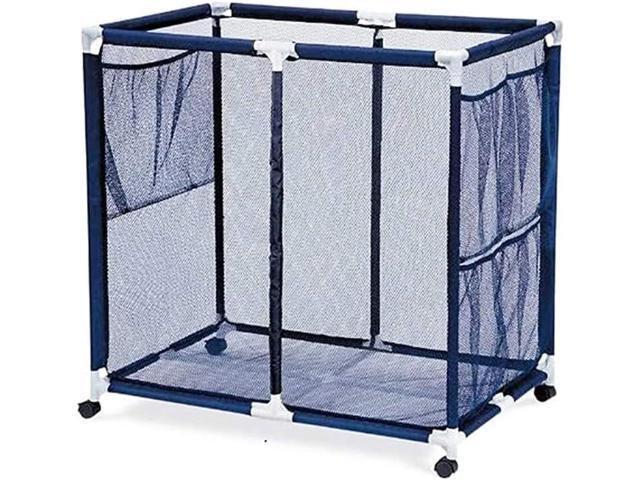 Pool Floats, Balls, Toys and Equipment Rolling Mesh Organizer Storage Bin, Large, (35' W x 25.4' L x 37.5' H), Blue/White Style 455102