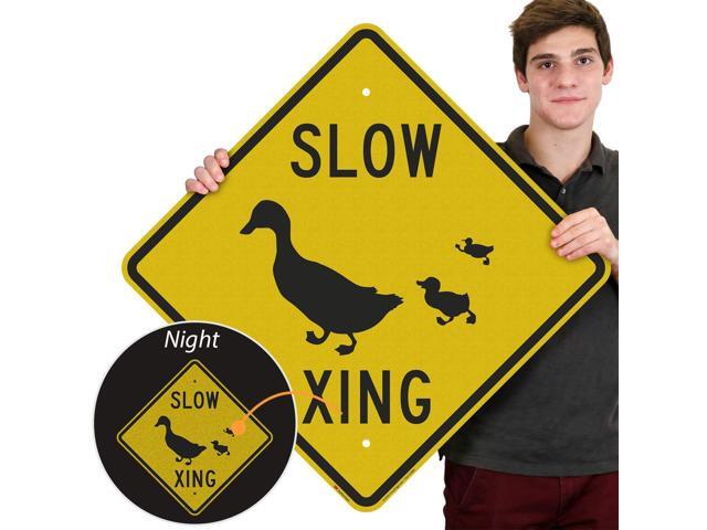 'Slow - Duck Xing' Crossing Sign 24' x 24' 3M Engineer Grade Reflective Aluminum, Made in USA