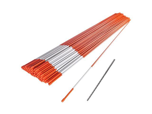 100 PCS 48 Inch Driveway Markers 5/16 Inch - with 12' Install Drill Bit, Snow Stakes, Snow Plow Markers, Snow Poles, Rods