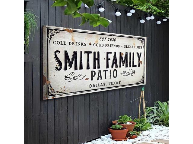 Outdoor Patio Sign - Personalized Patio Wall Canvas Art Decor for Backyard, Pool, Deck, Porch, Bar and Custom Gift Idea for Friends, Family and.