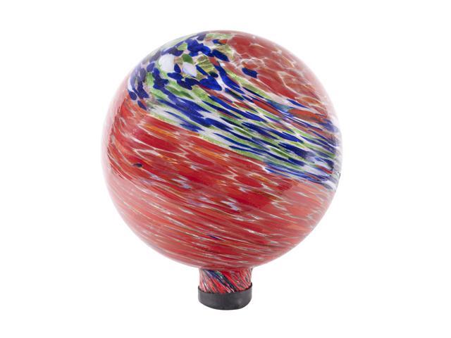 8155 10-Inch Glow-in-the-Dark Illuminarie Glass Gazing Globe, Red Swirl