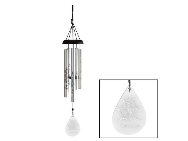 Personalized Glass Teardrop Sympathy Wind Chime - Custom Memorial - 24' H