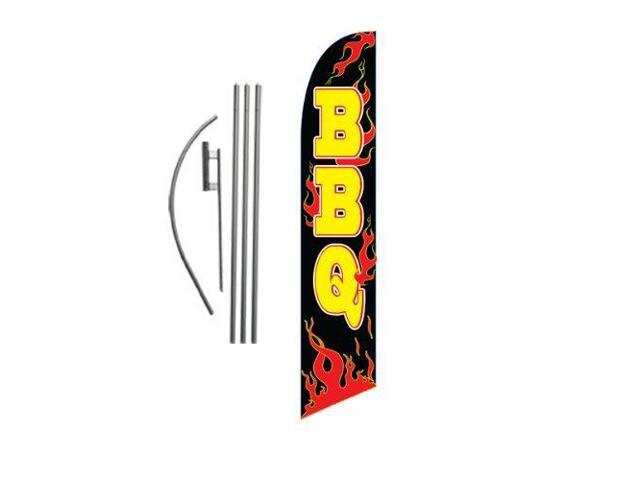 BBQ Barbeque Advertising Feather Banner Swooper Flag Sign with Flag Pole Kit and Ground Stake