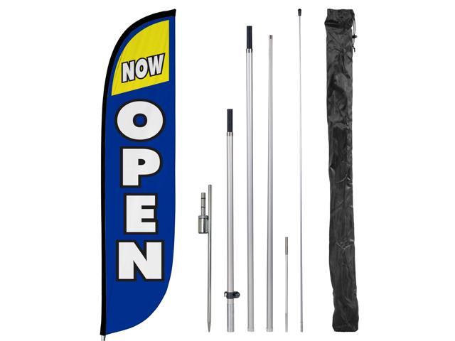 Feather Flag Pole Kit - 12 Feet Tall Advertising Flag Banner with Fiberglass Pole Kit and Ground Spike for Business Promotion - Grand Opening Flags...