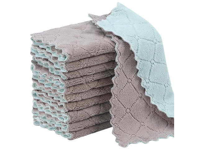 11Pack Kitchen Dish Cloths, Reusable Dish Towels, Nonstick Oil Washable Fast Drying, Super Absorbent Coral Velvet Cleaning Cloths for Mom from...