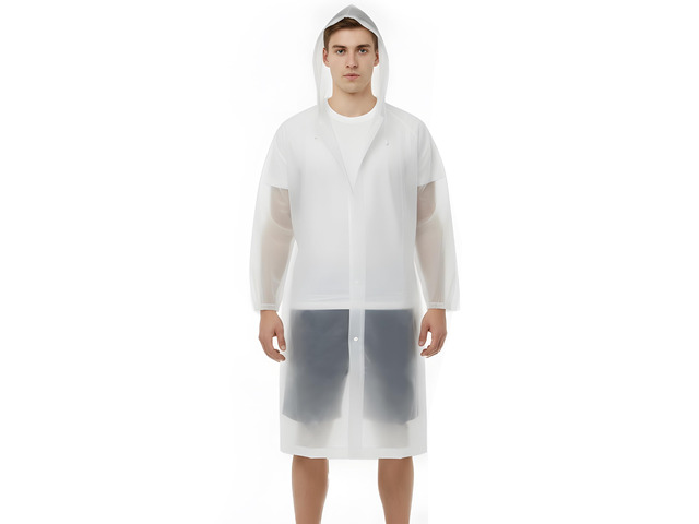 Loomluxe EVA Raincoat for Adults - Reusable Transparent Poncho, Waterproof & Breathable Rain Wear for Women and Men (1, White)