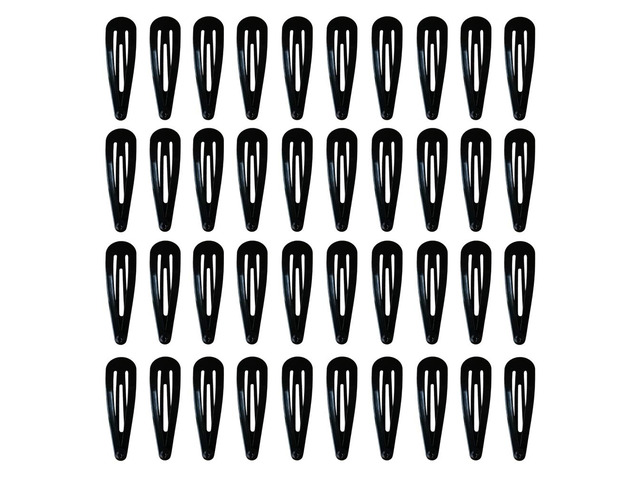 40 Pack Black 2 Inch Barrettes Women Metal Snap Hair Clips Accessories