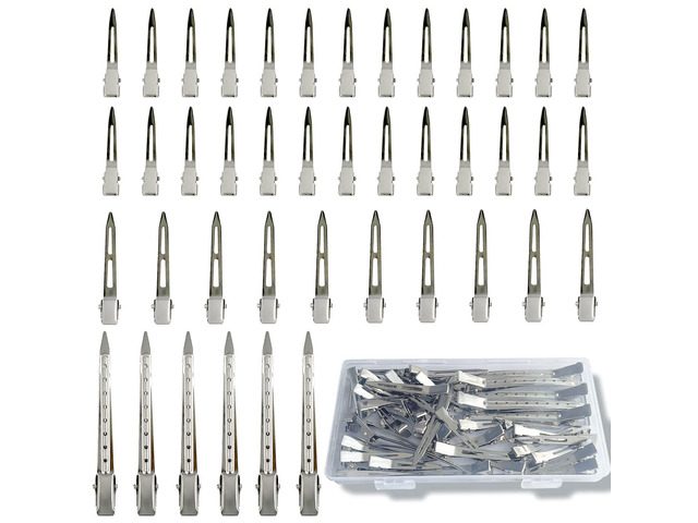 HiJeaton Metal Silver Duck Clips for Women Styling Curl Rollers Loc Retwist Mixed 42 Pcs Alligator Pins Nonslip Rustproof Strong Hold Thick Hair...