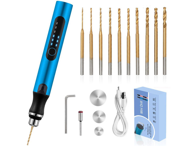 3-Speed Cordless Mini Drill Pen With 10 Small Drill Bits,Rechargeable Electric Hand Drill Pin Vise,Resin Drill Set For Jewelry Making, Resin,...