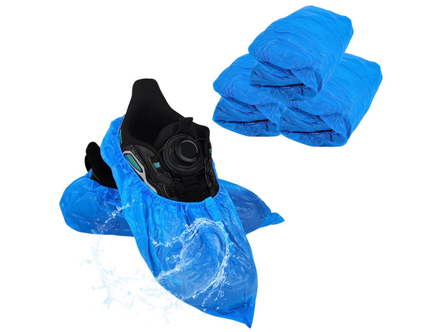 30 Pcs (15 Pairs) Shoe Covers Disposable, Large Blue Thickening Waterproof Shoe Covers CPE Shoe Covers Disposable Shoe Covers for Indoors, Fits Up...