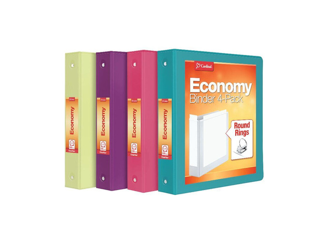 Cardinal 3 Ring Binders, Binders for School and Office, Durable 1.5 Inch, Round Rings, Holds 350 Sheets, ClearVue Presentation View, Non-Stick,...